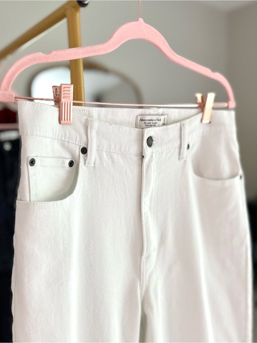 Abercrombie & Fitch Curve Love Ankle Straight Ultra High Rise Jean White Size 31 - Picture 4 of 8